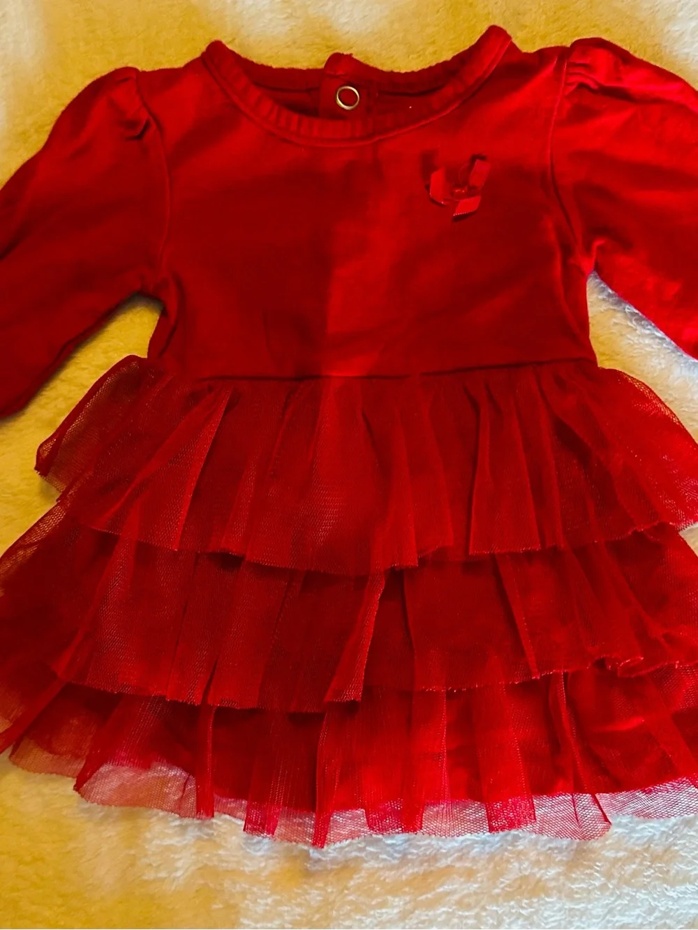 Carter's Red Layered Tulle Dress with Bow